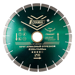 Диск алмазный 350 мм DIAMAL DM370GR.1 бесшумный по граниту